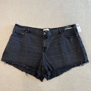 Abercrombie & Fitch Curve Love The 90s Relaxed Cutoff Shorts Washed Black 37 NWT